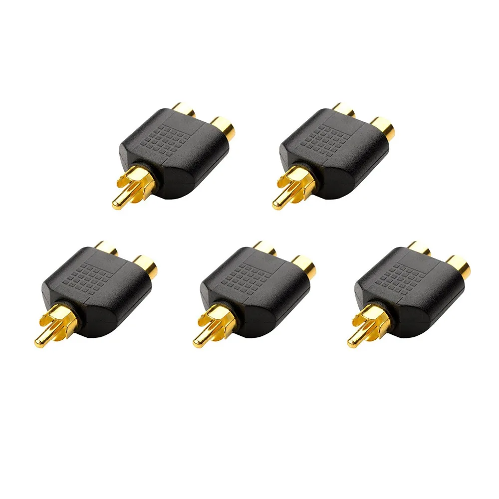 LBSC позолоченный RCA штекер-гнездо разделенный адаптер 5-Pack | Электроника