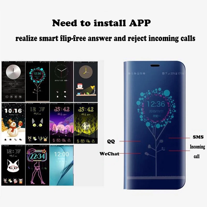 Зеркальный кожаный флип-чехол Smart View с подставкой для OPPO A83 A73 A37 A71 A3 A1 A7 F7 F5 F9 F1S A59 A7X
