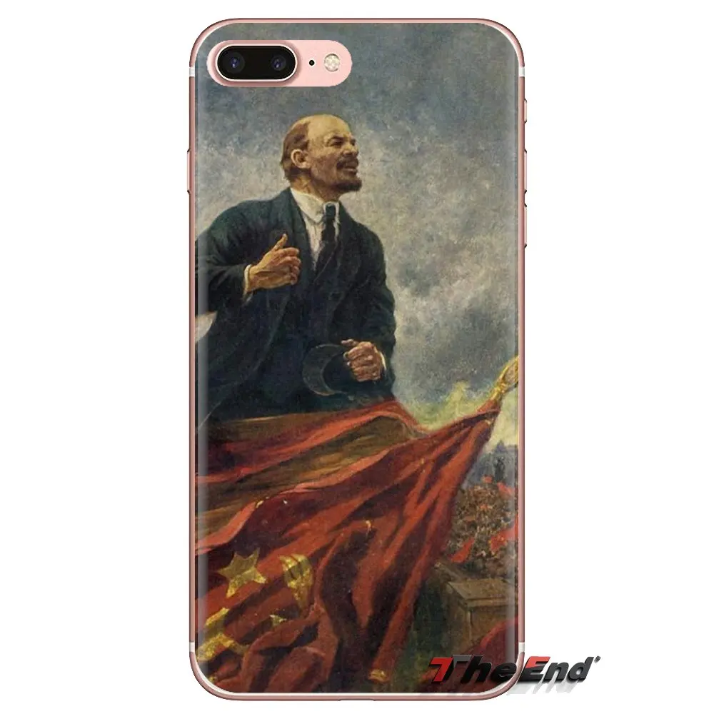 For iPod Touch Apple iPhone 4 4S 5 5S SE 5C 6 6S 7 8 X XR XS Plus MAX Soft Transparent Cases Covers lenin Soviet Union flag |