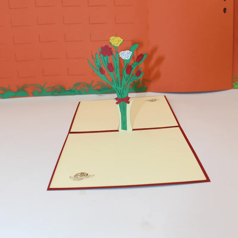 (10 шт./лот) бренд leiso новый дизайн теплые сладкие гвоздики День матери карты 3D Pop Up