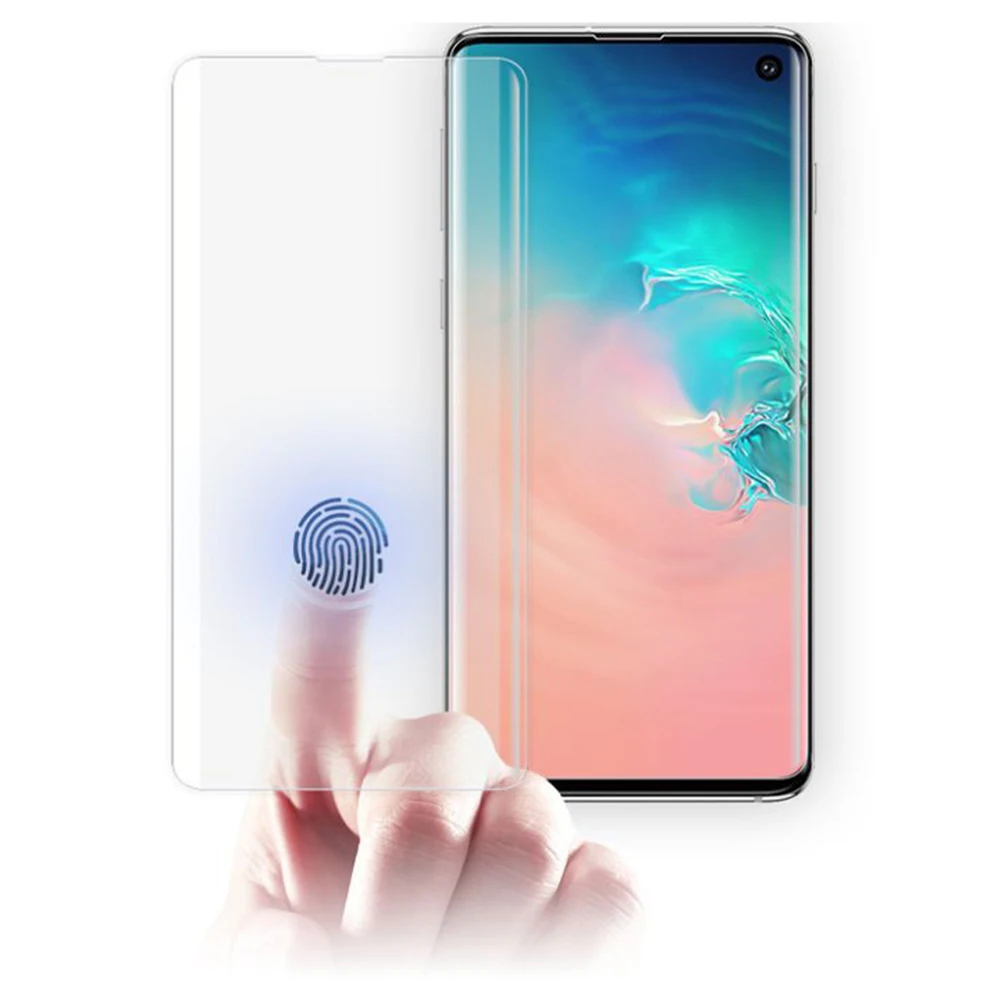 Ультразвуковая Защита для экрана из закаленного стекла для samsung Galaxy S10 Plus, 3D изогнутая жидкая УФ-пленка