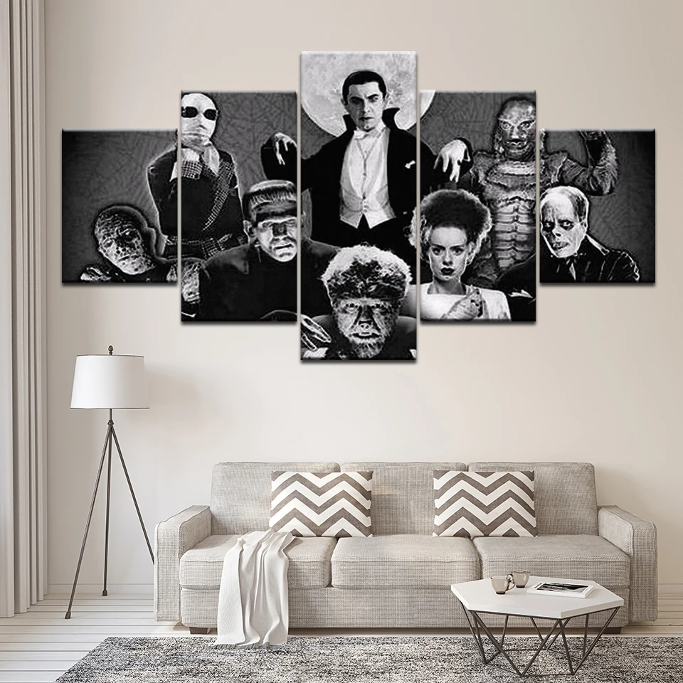 Modern Painting Horror Character Movice The Mummy On Canvas Wall Art Frame Home Decor HD Printed 5 Pcs Modular Pictures Posters | Дом и сад