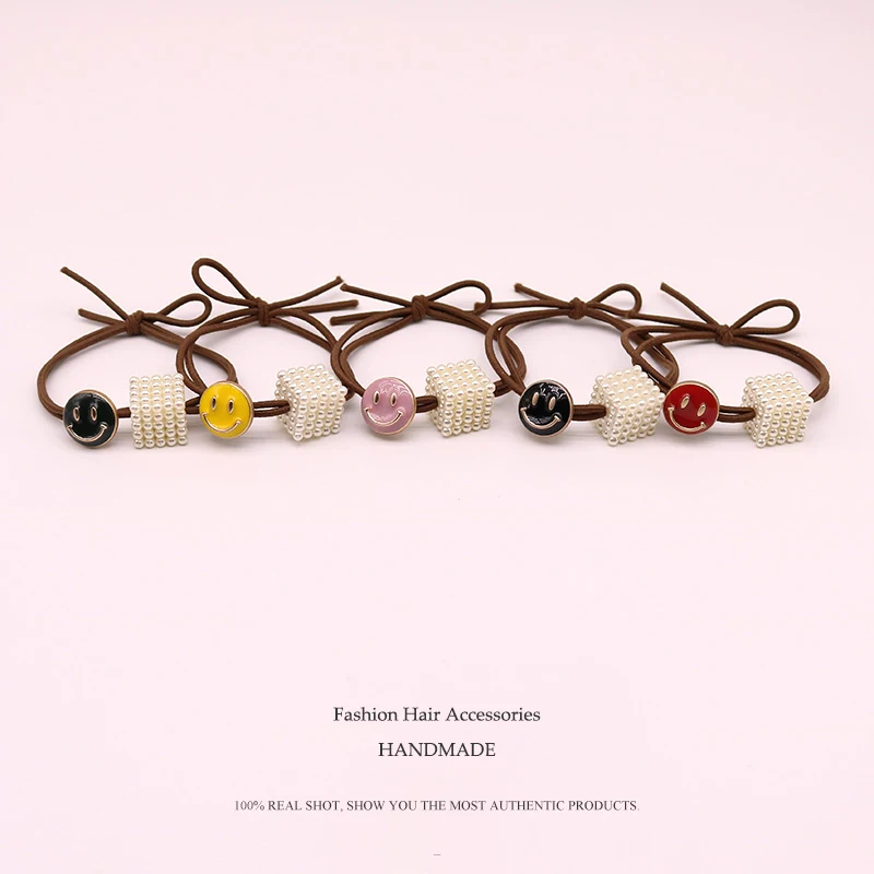 Euhra Polyester Sweet Elastic Hair Brands Candy Color Smiley Face Headwear |