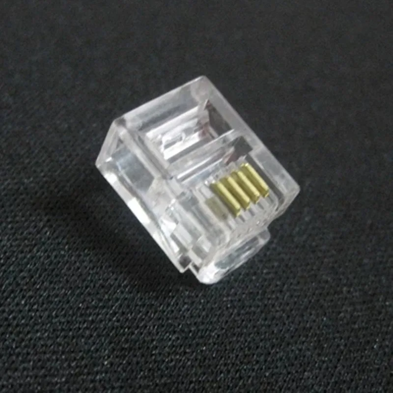 

100pcs/lot RJ11 Connector 6P4C Modular Plug Plated Network Connector Crystal Head