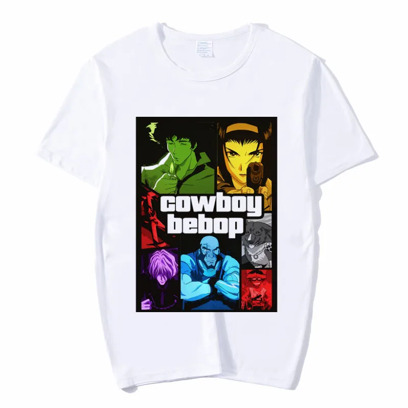 Anime Cowboy Bebop Print Tshirt Men/women Casual Short Sleeve O-Neck Summer Grey T Shirt Unisex Graphic T-Shirt Men's Streewear | Мужская