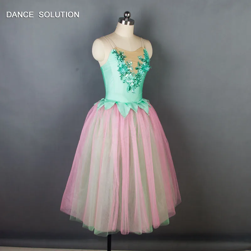 19215 Pale Green Top with Soft Tulle Skirt Ballet Costumes Woman and Girl Tutu Stage Dance Dress Long Romantic | Тематическая