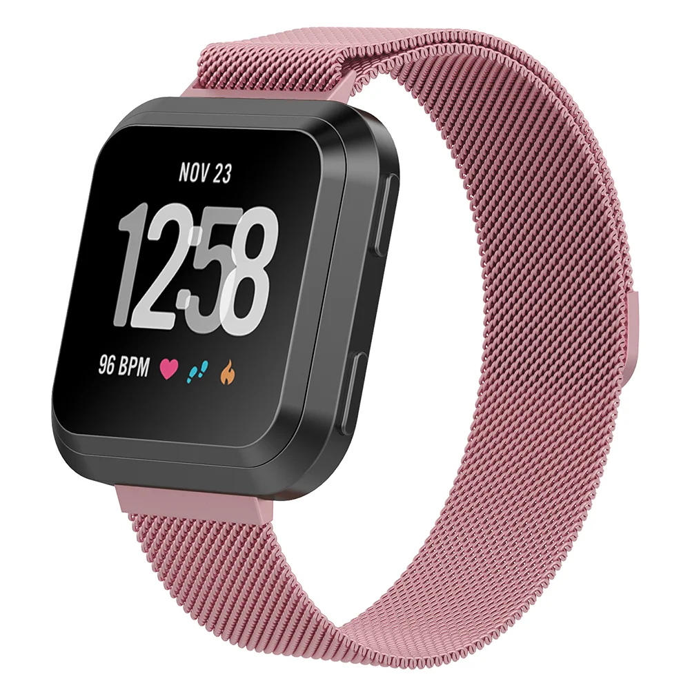 Запястье ремешок для Fitbit Versa металлическая Миланский магнитные Петля