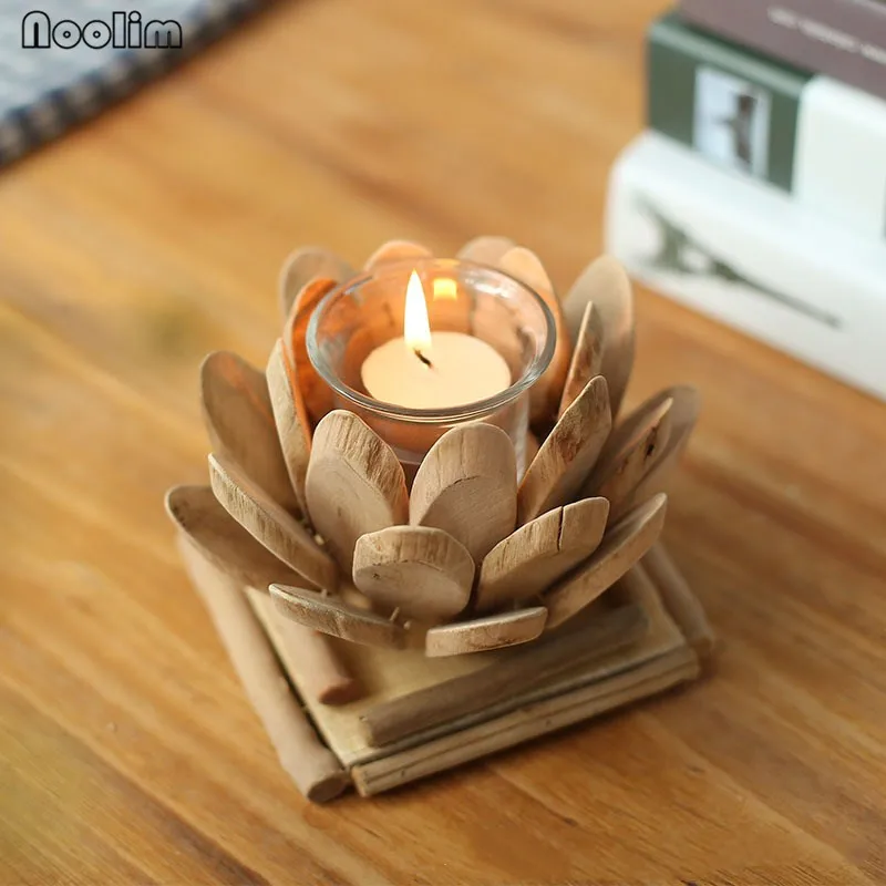 Деревянный подсвечник в форме лотоса ручной работы|lotus candle holder|candlestick weddinghome decor |