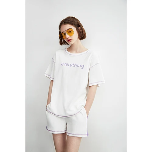 ARTKA Mid-year Promotion Time-Limited Spike Women Suits Short Sleeve Letter Print Knit Suit Casual T-shirt and Shorts SA11183X - Цвет: Plaid Set
