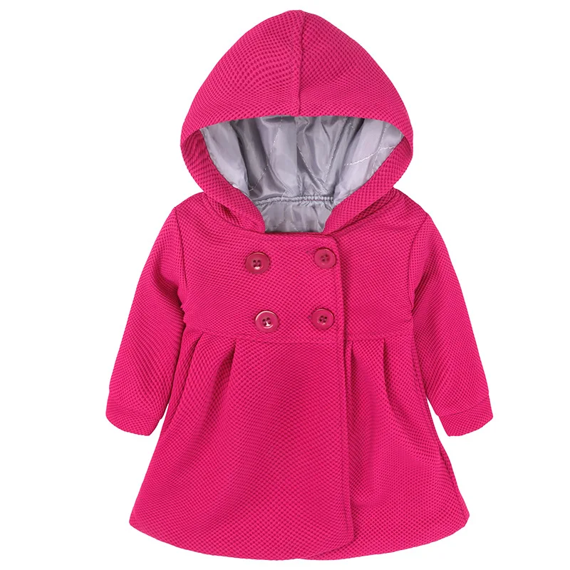 Красный Тренч для маленьких девочек толстовки отличное пальто топы с капюшоном