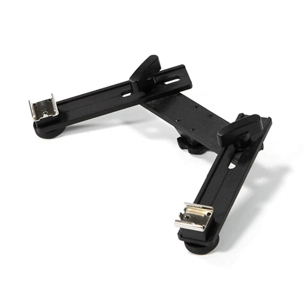 

Dual Hot Shoe Flash Speedlite Bracket With Flexible Arm Tripod camera