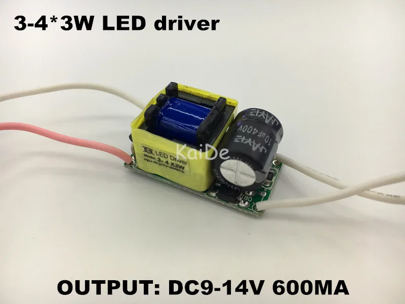 

20 шт. 10 Вт Светодиодный драйвер вход AC85-277V выход DC9-14V 600MA 3-4x3W светодиодный драйвер встроенный источник питания постоянного тока