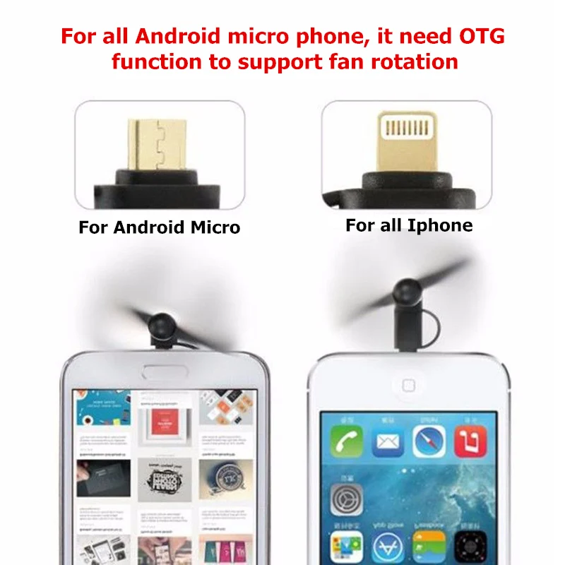 Портативный мини-вентилятор 2 в 1 с Micro USB 100 шт. | Компьютеры и офис