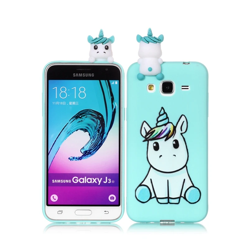 For Coque Samsung Galaxy J3 2016 Case 3D Cartoon Toy Owl Panda Unicorn Cat Soft Silicon Back Cover |