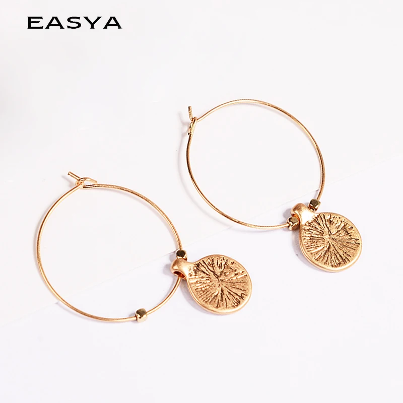 EASYA Винтаж Античное золото серьги-кольца Простые Модные женские туфли для