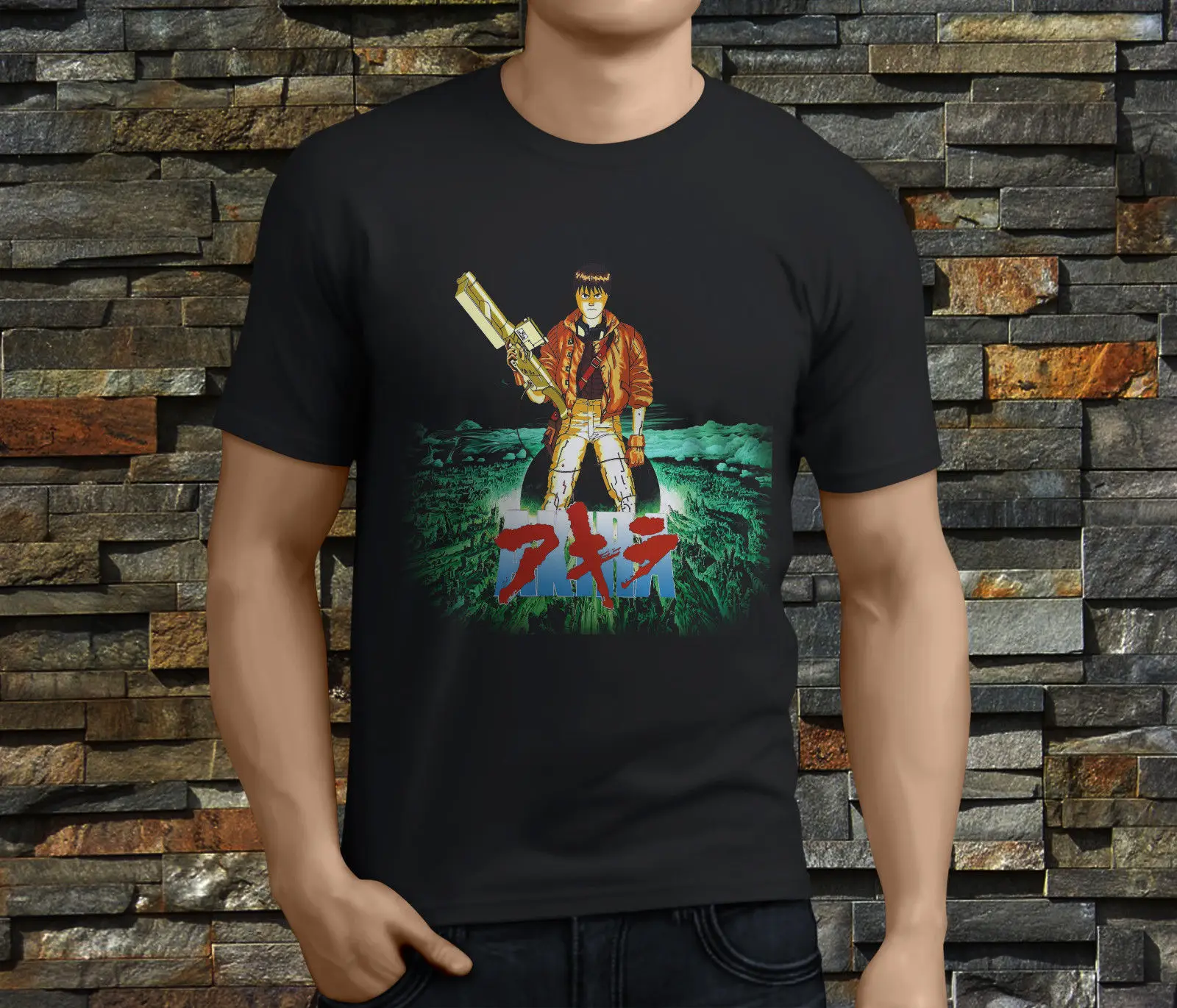 Новые популярные Акира аниме Японии kaneda Для мужчин черный футболка Размеры S