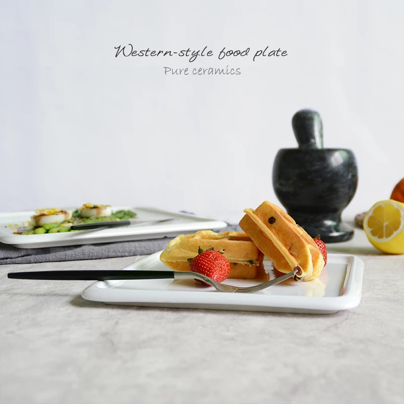 Fashion Pure Shop Ceramic Tableware Square Abalone Fish Plate Western Dish Steak Spaghetti New Kitchen Utensils | Дом и сад