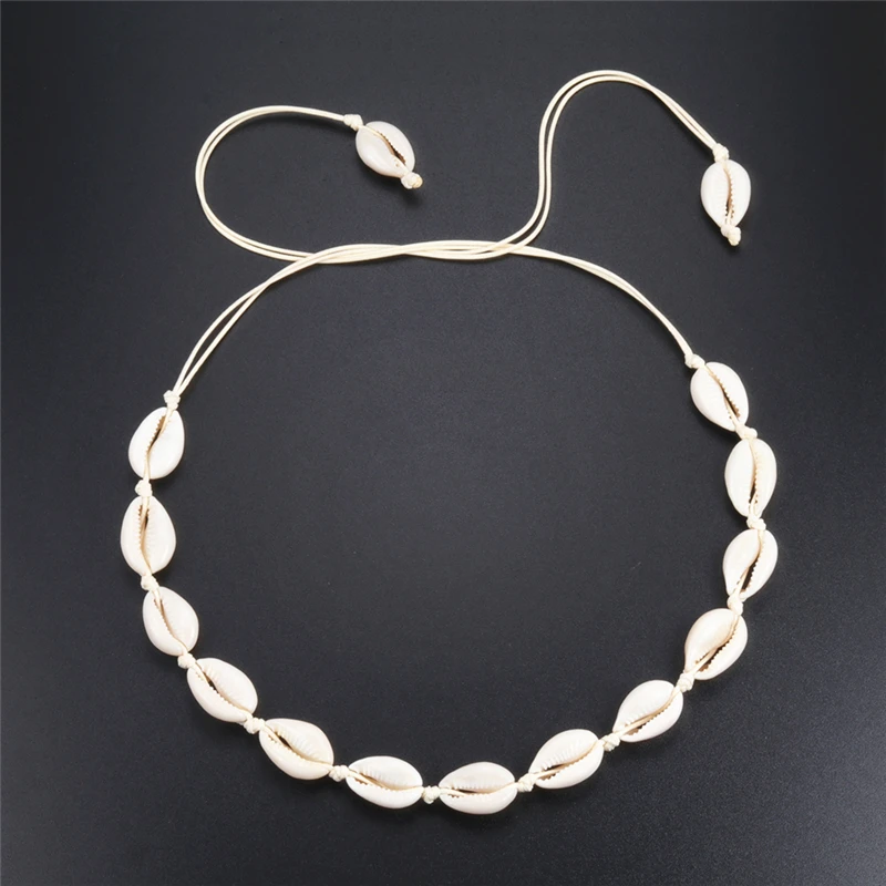 Natural Summer Beach Shell Choker Necklace Simple Rope Bohemian Seashell Collar Jewelry for Women Girls Birthday Gifts | Украшения и