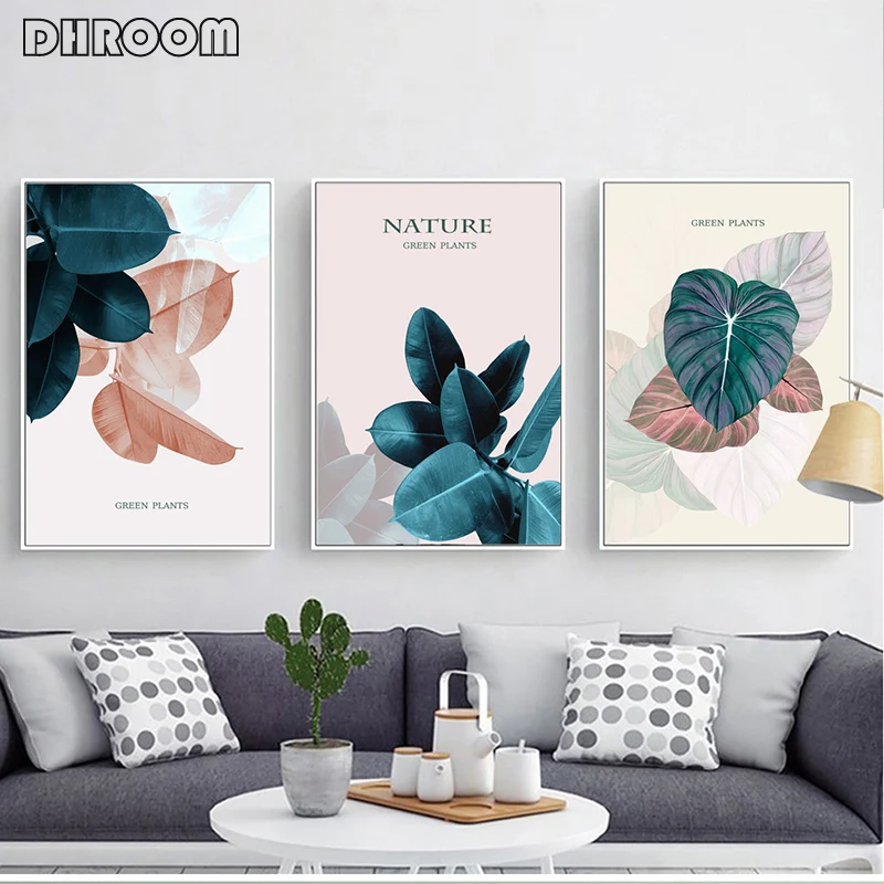 

Modern Abstract Wall Art Plant Leaves Posters and Prints Nordic Watercolor Plant Canvas Painting Wall Picture for Living Room