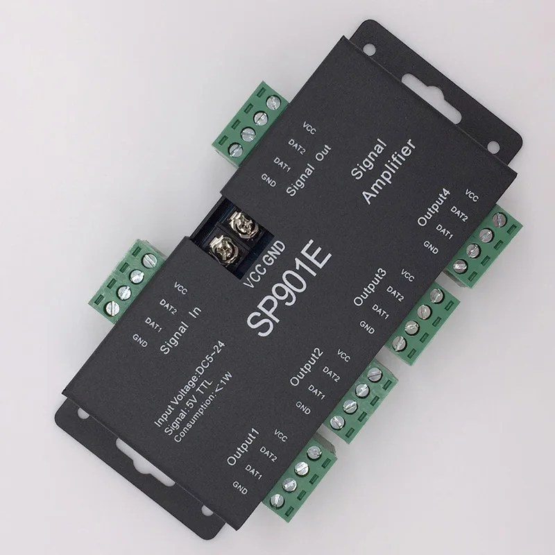 DC5-24V SP901E SPI output signal 4 control group LED Signal Amplifier controller for WS2811 SK6812 APA102 DMX512 strip module | Лампы и