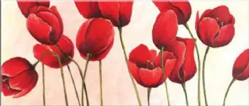 

Hand Painted Oil Painting Joyful Tulips-Floral Canvas Wall Art-Modern Red Flower Wall Pictures for Living Rooms Home Decor