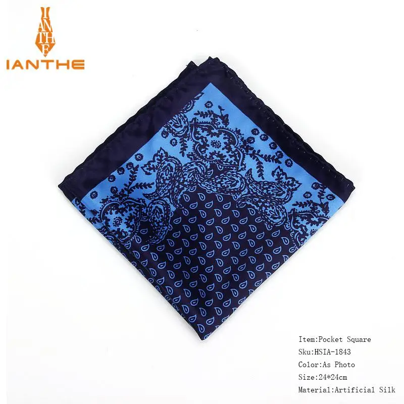 Фирменная Новинка Для мужчин платок Винтаж Пейсли Print Pocket Square мягкие шелковые платки Свадебная вечеринка Бизнес Hanky груди Полотенца подарок - Цвет: IA1843