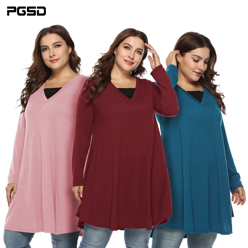 Женское платье PGSD Осеннее простое однотонное с длинным рукавом и двойным