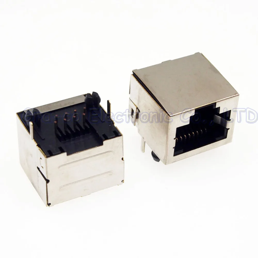 Соединитель RJ45 LAN модульный разъем 90 градусов короткий корпус полностью медь 50