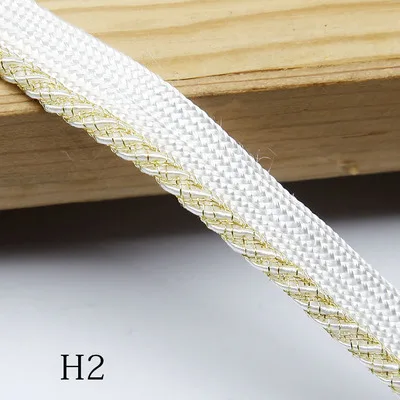 H2 10 yards/lot White multi-style with gold wire braided ribbon rope gold edging flange trim accessories DN487 - Цвет: H2
