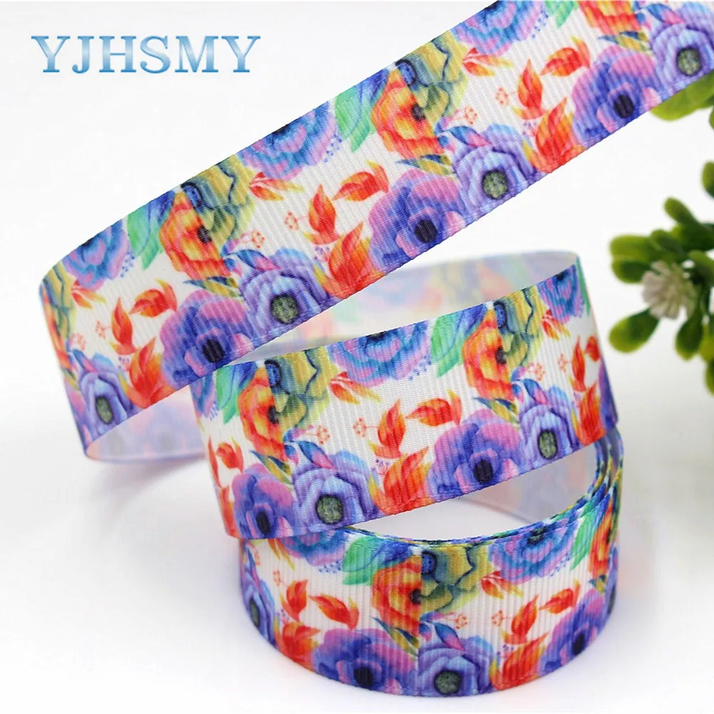 YJHSMY D-171208-448 10 ярдов 22 мм цветы напечатаны grosgrain ленты DIY ручной работы аксессуары