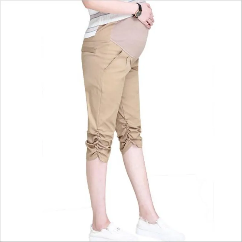 

2019 fashion maternity cropped pants summer pregnancy stomach lift shorts plus fertilizer to increase fold overalls for pregnant
