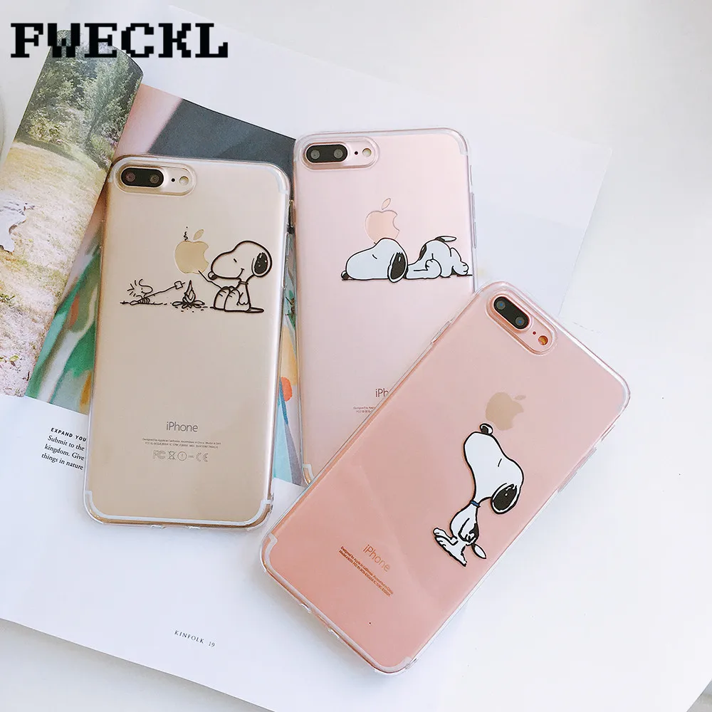 Милые Мультяшные прозрачные чехлы для телефона с собакой 6 S 7 8 Plus X силикон iPhone XR XS