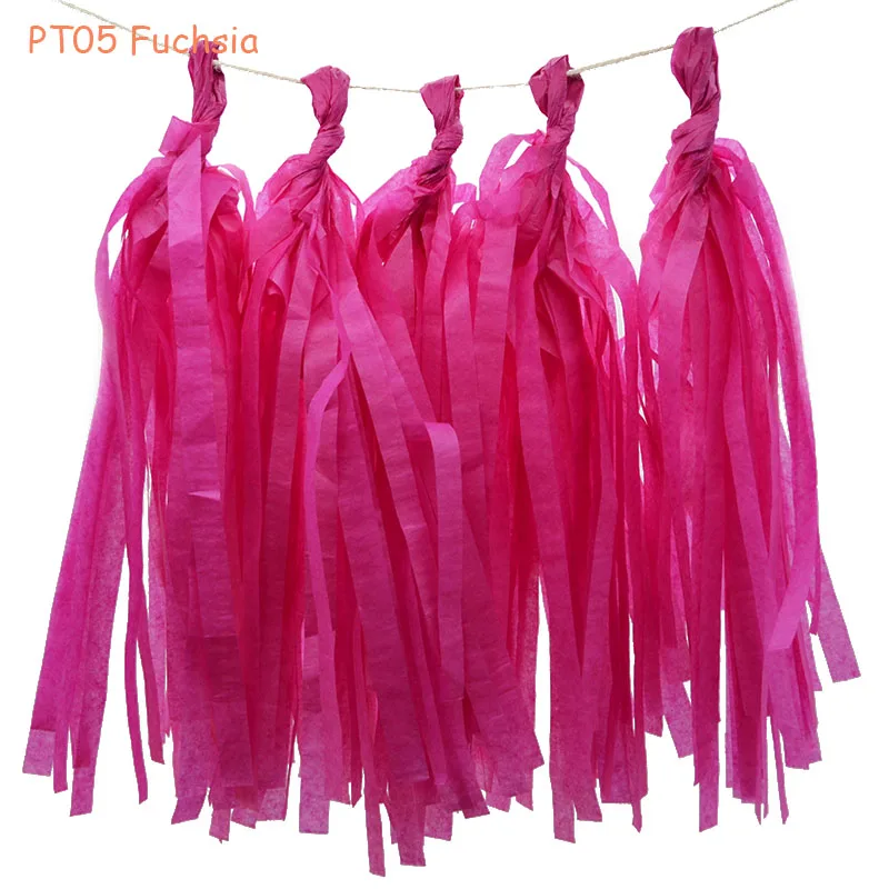 PT05 fuchsia 5 листов/Лот Декоративные DIY тканевая бумага кисточка гирлянда бахрома фон из флажков Гирлянда Свадьба День Рождения Вечеринка украшения - Цвет: PT05 fuchsia