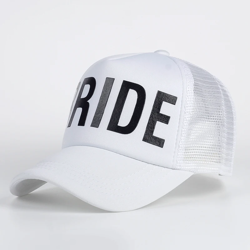 Невесты drinking Team принт Бейсбол шапки стиль Шапки Для женщин свадебные Preparewear белого и черного цвета бакалавра вечерние летние Шапки
