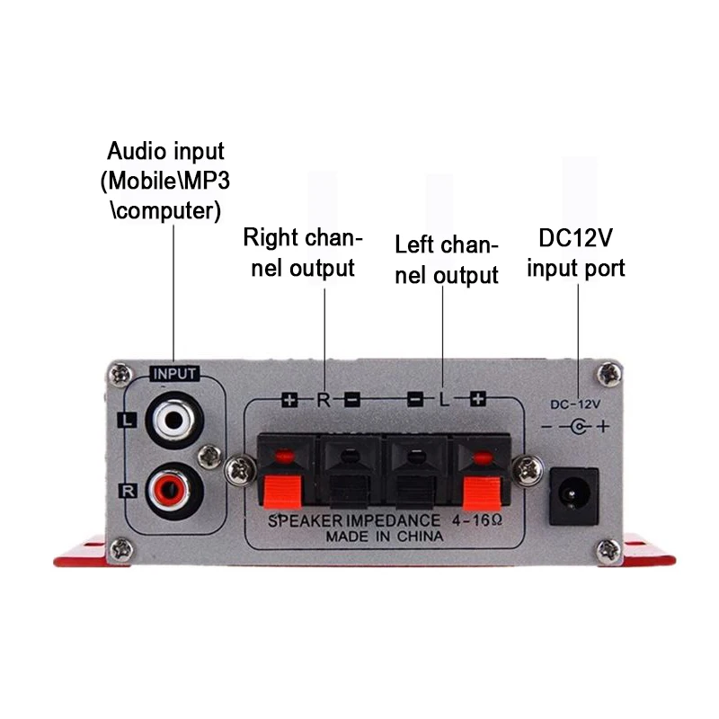 Kentiger HY2001 автомобильный усилитель 12V Мини HiFi 2CH цифровой стерео Выход Мощность усилитель 3,5 мм аудио сабвуфер музыкальный плеер для ПК