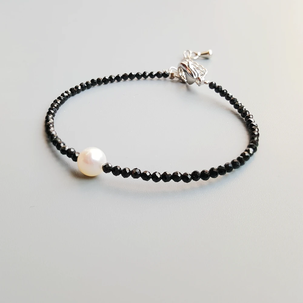 Браслет Lii Ji из черной шпинели с пресноводным жемчугом и бусинами популярные