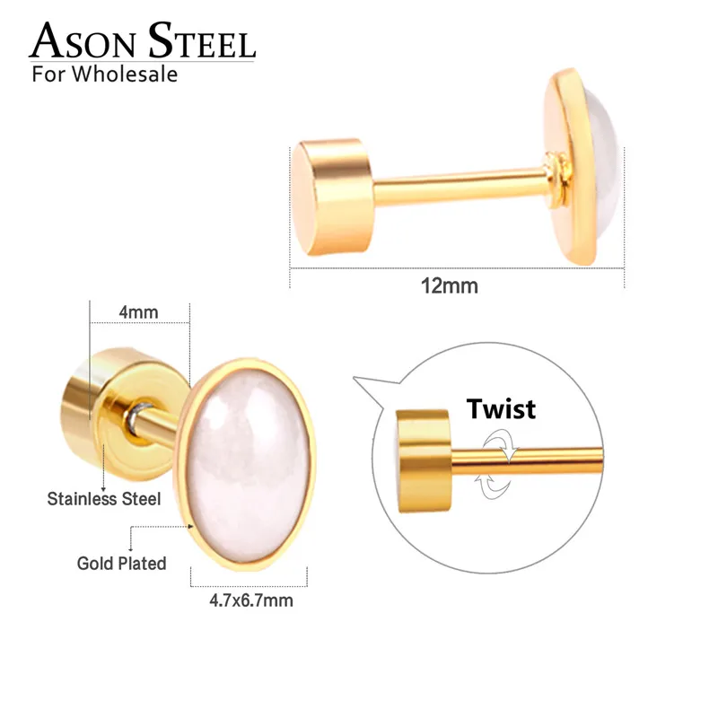 Женские серьги-пусеты ASON steel Серьги-пусеты золотого/серебряного цвета с