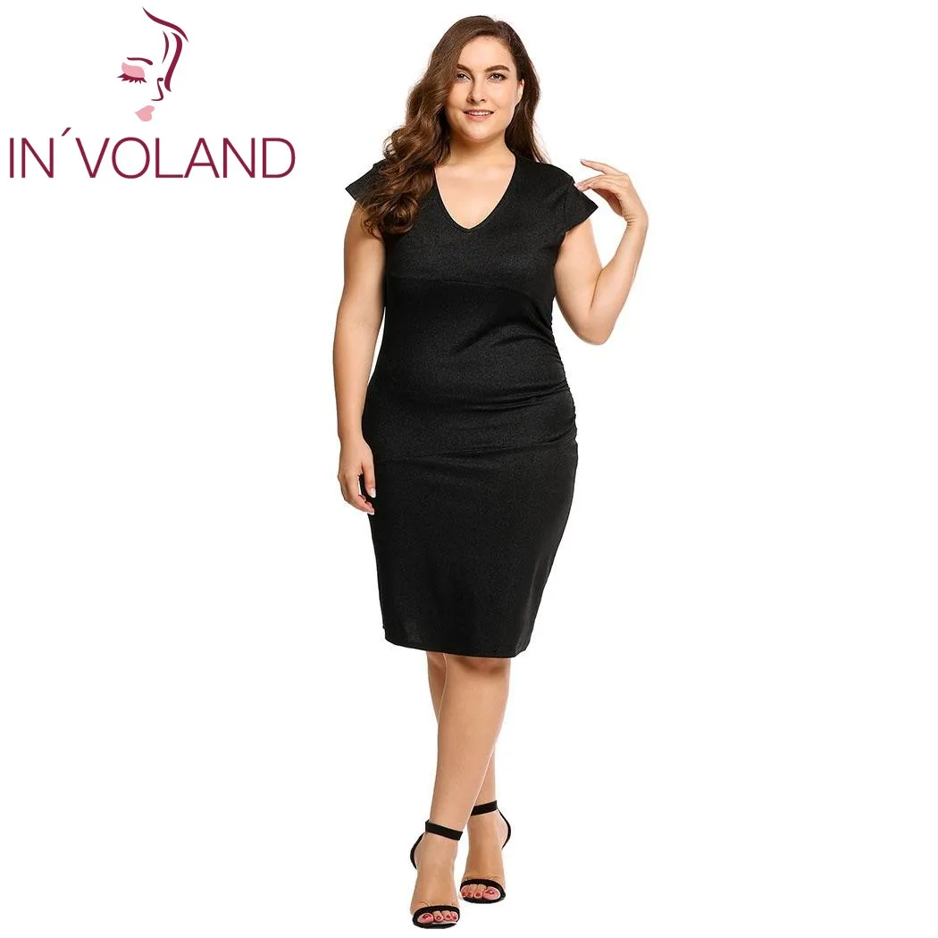 IN'VOLAND женское облегающее платье карандаш большого размера с рукавом крылышком