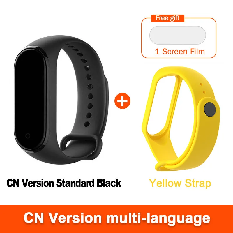 CN add Yellow strap Xiaomi Mi Band 4 умный Браслет пульсометр фитнес цветной экран Bluetooth 5,0 водонепроницаемый спортивный водонепроницаемый смарт-браслет 4 - Color: CN add Yellow strap