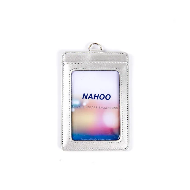 silver vertical NAHOO талреп Id бейдж клип имя этикетка пластиковый значок кожаный держатель для карт Вертикальная Кредитная карта автобус держатель для карт офисные принадлежности - Цвет: silver vertical