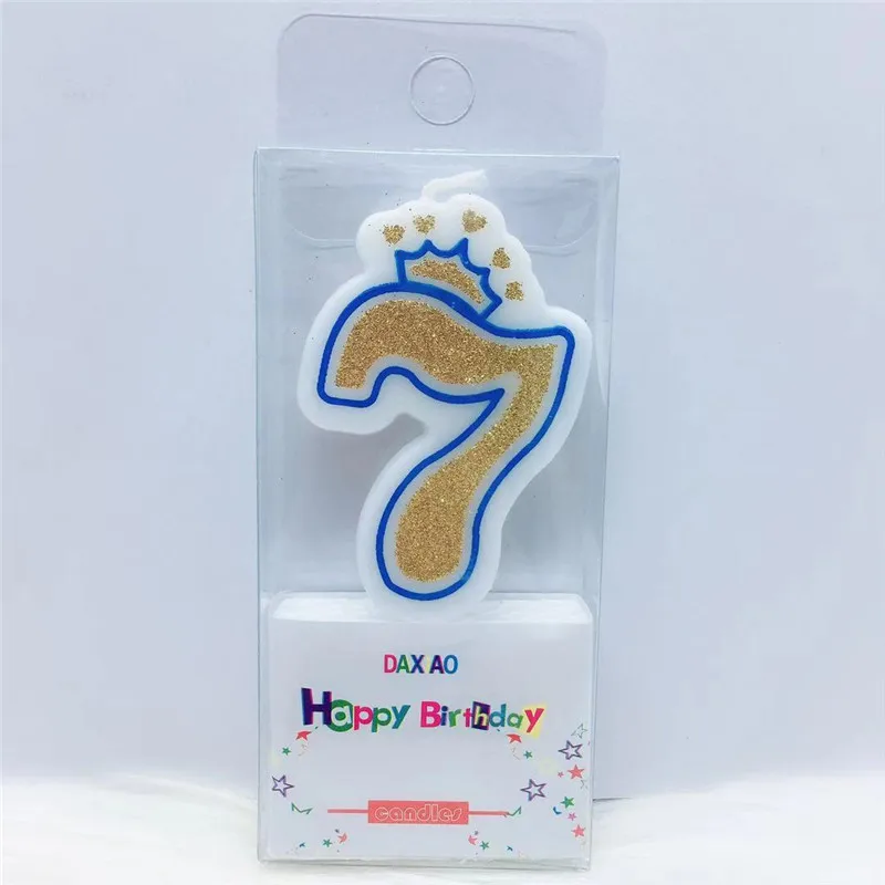 Candle-G-Blue7 Сверкающие блестящие золотые короны свечи на день рождения для детей на день рождения свечи с номером 0-9 декор торта - Цвет: Candle-G-Blue7