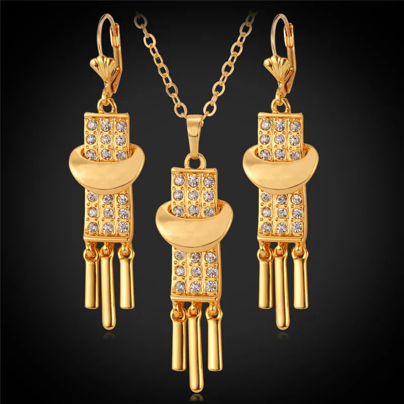 Женский винтажный комплект из колье и серёг золотистого цвета|necklace women set|jewelry sets