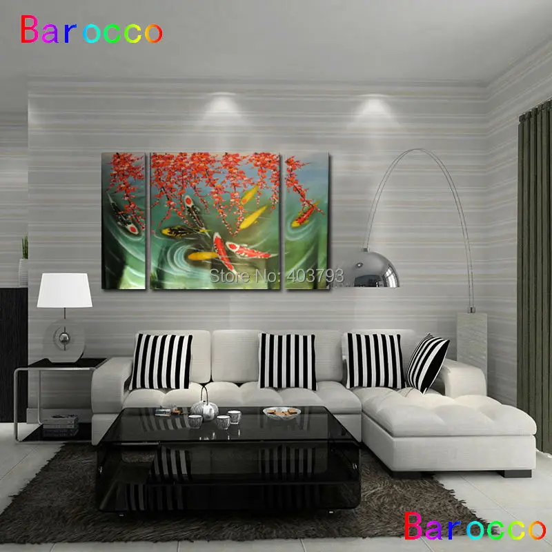 HUGE Canvas Wall Art Contemporary Abstract Oil Painting Koi Fish no frame | Дом и сад