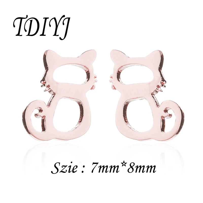 TDIYJ 3Pairs Stainless Steel Hollow Cat Earrings Women Jewelry Stud gift | Украшения и аксессуары