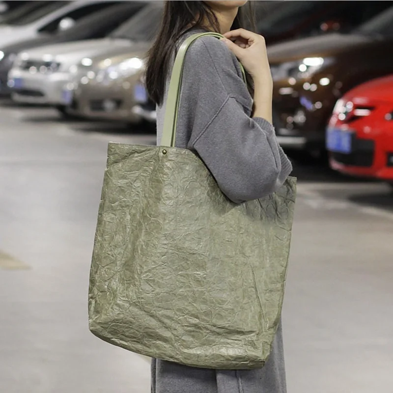 Европейская Женская Повседневная Сумка тоут из крафт бумаги в стиле ретро