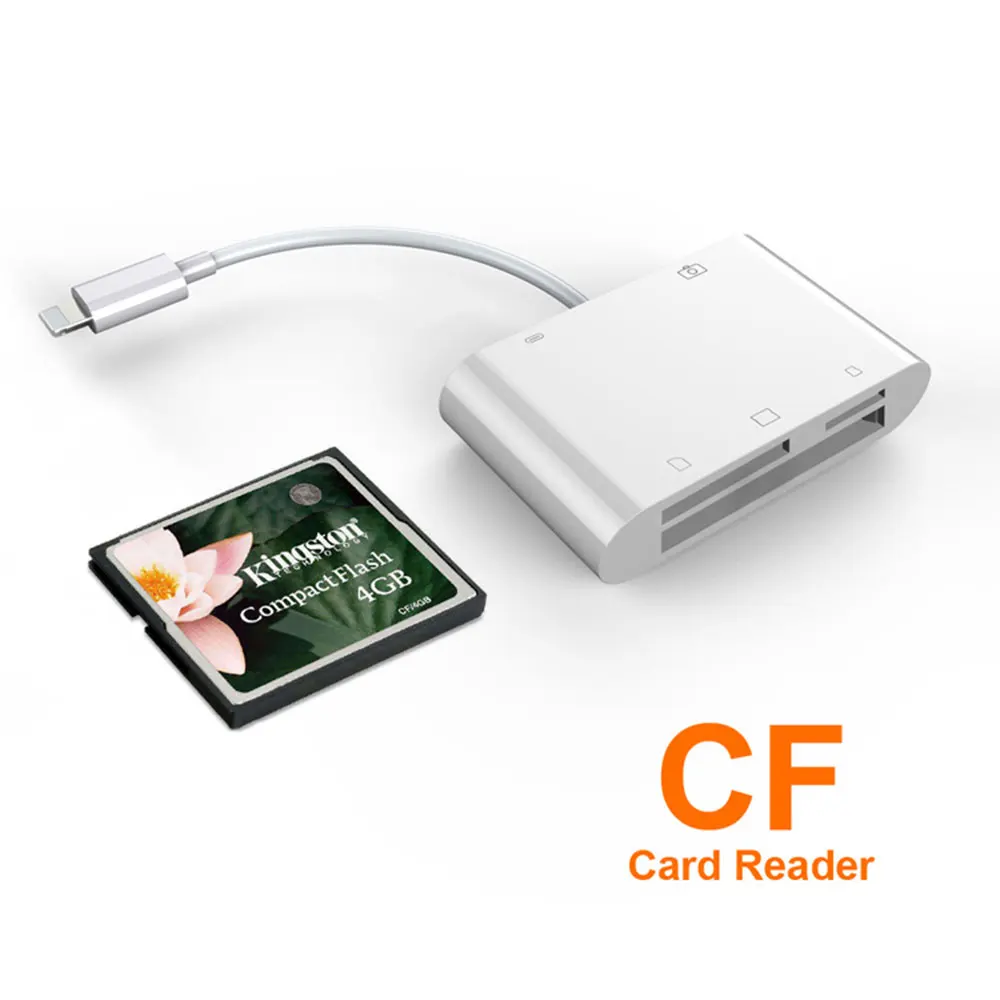 Кард ридер Lightning 5 в 1 SD/TF/Micro SD/CF кард комплект для подключения камеры USB камера OTG