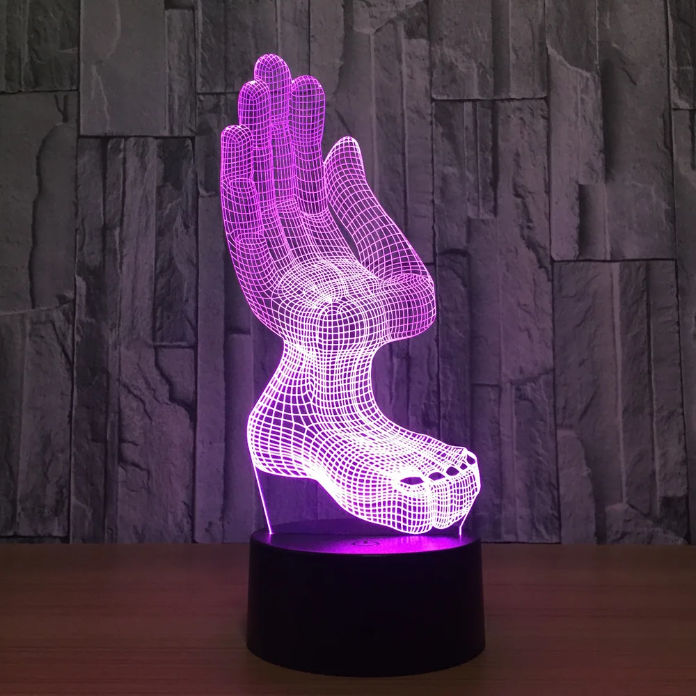 Hands And Feet 7 Color Lamp 3d Visual Led Night Lights For Kids Touch Usb Table Lampara Lampe Baby Sleeping Nightlight | Освещение