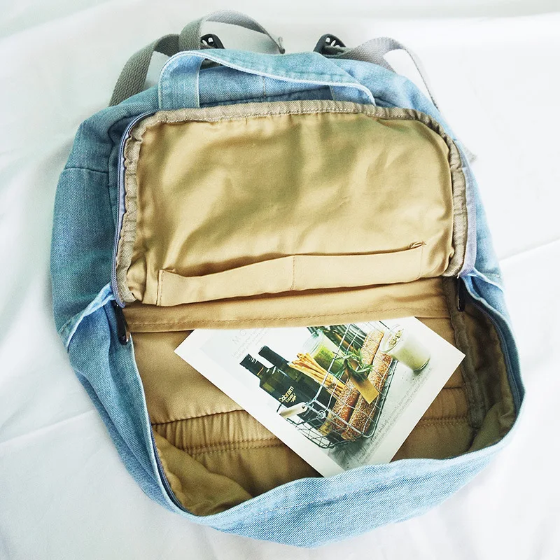 2017 модные женские туфли Джинсовый Рюкзак Унисекс дорожная сумка студент