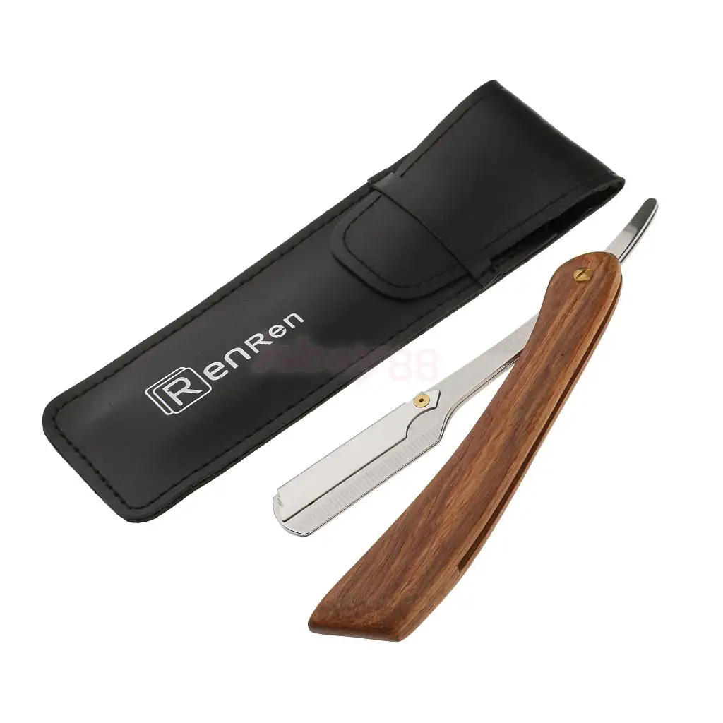 

Folding Stainless Steel Wooden Handle Barber Shaving Straight Razor +Case barber shops & hair salons use