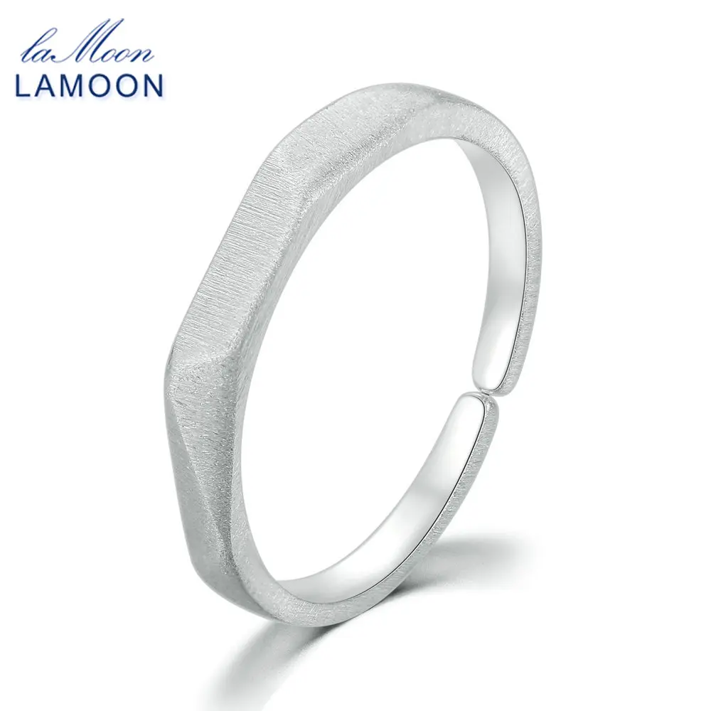LAMOON 100% 925 Стерлинговое Серебряные кольца Wiredrawing открытого дизайна S925